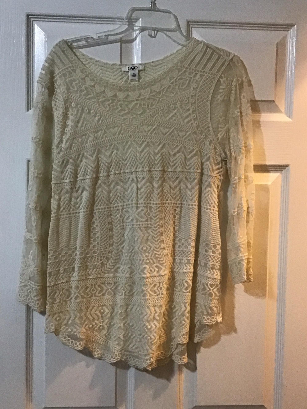 Cato Cream Crochet Lace Tunic Top